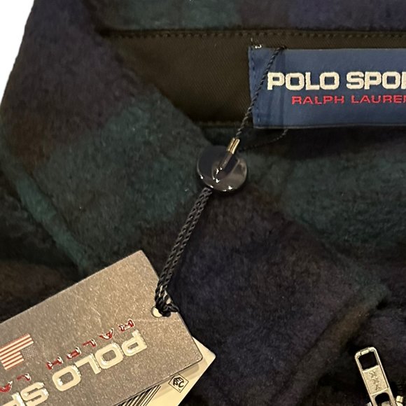 Polo Ralph Lauren Navy & Green Fleece Check Jacket, Large Size, NWT - Picture 8 of 12